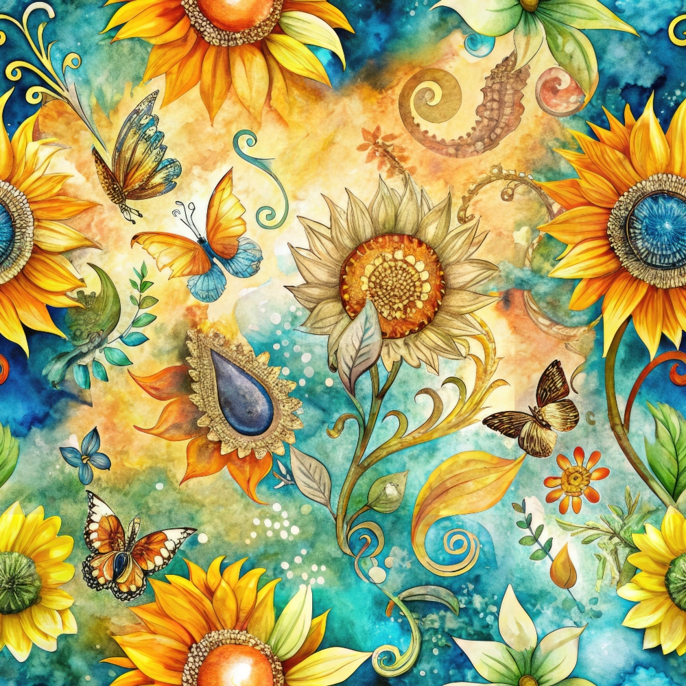 Daily Deal: Sunflower Fields Pattern 11 Quilting Cotton Fabric - 45" x 1 Yard"