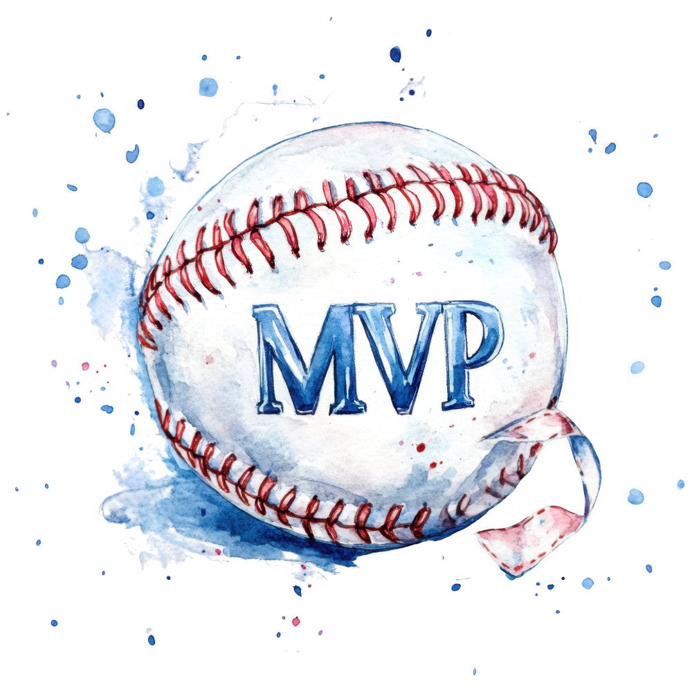 Watercolor Baseball Fabric Panel 12