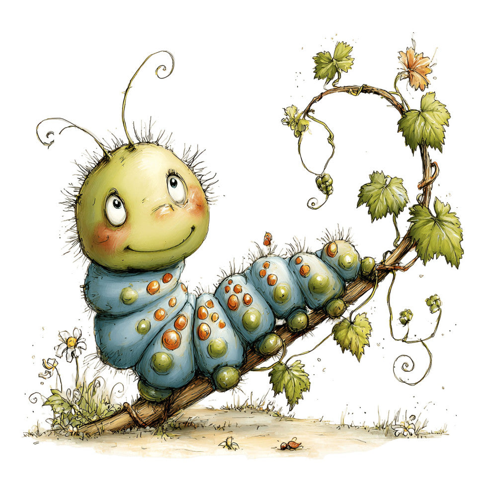 Whimsical Caterpillar Fabric Panel 34