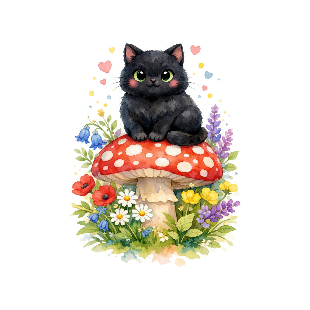 Black Spring Kitten Fabric Panel 8