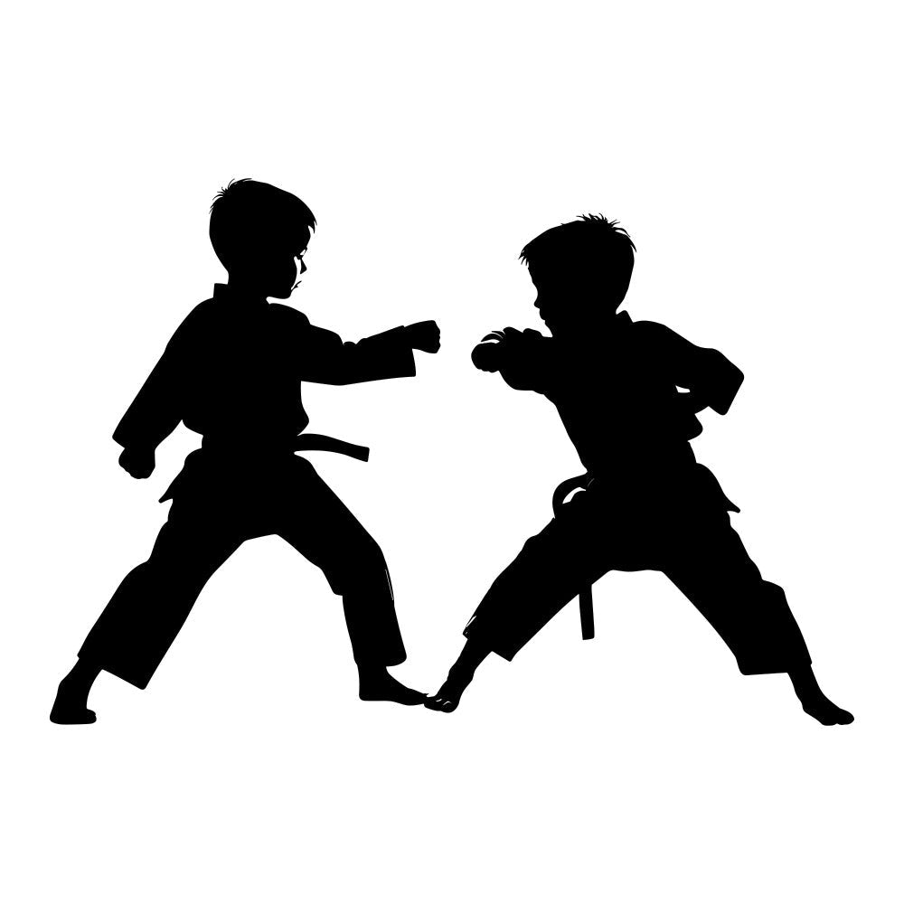 Karate Silhouette Fabric Panel 11
