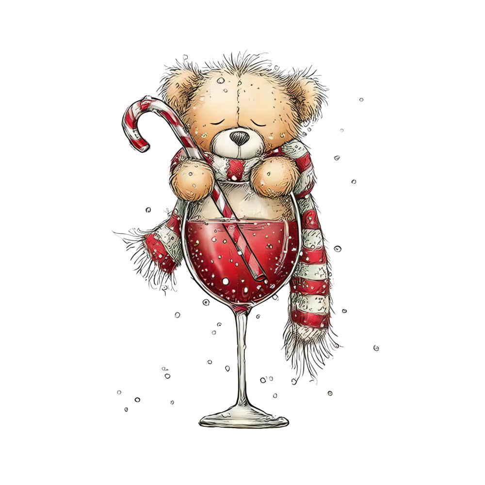 Whimsical Christmas Cocktail Fabric Panel 18