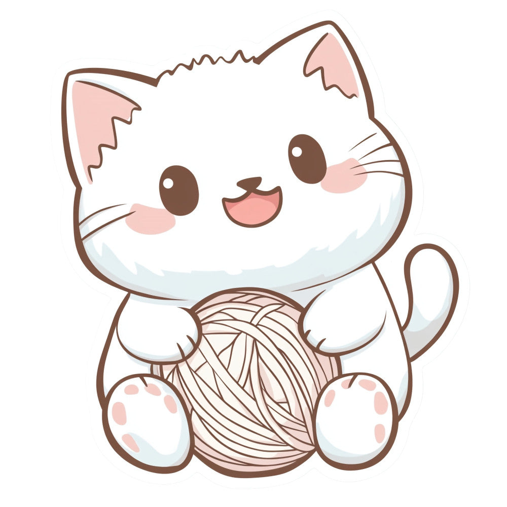 White Kawaii Cat Fabric Panel 22