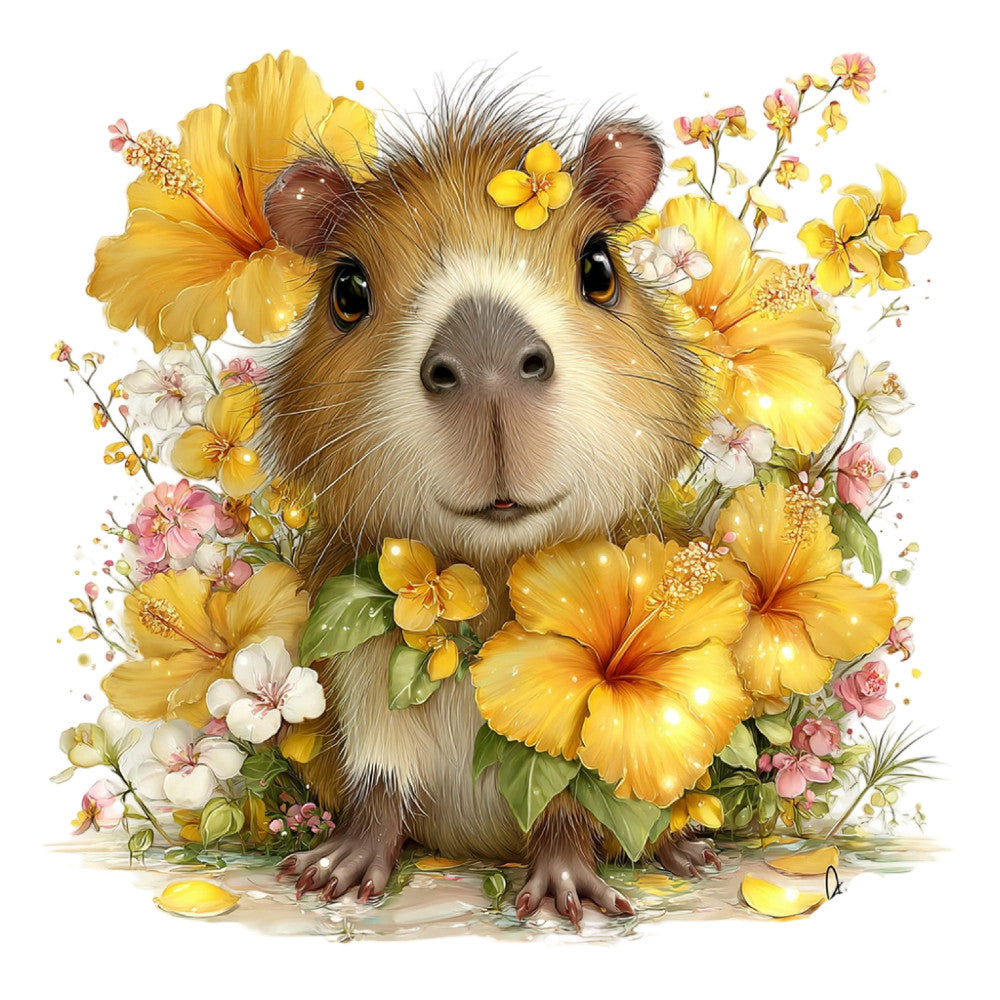 Whimsical Summer Capybara Fabric Panel 28