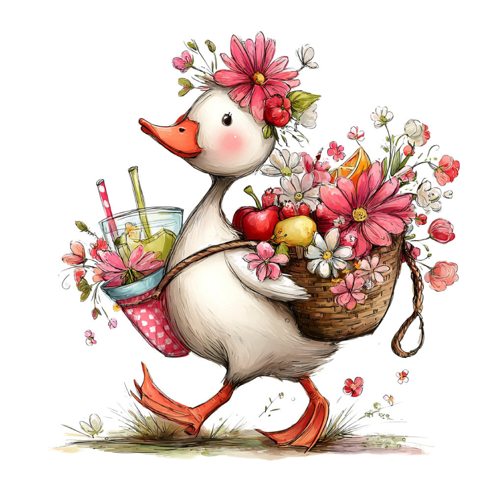 Whimsical Summer Goose Fabric Panel 15