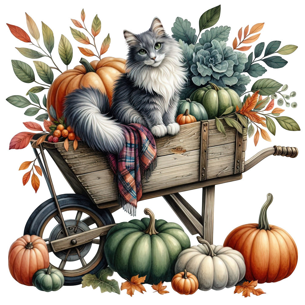 Autumn Cats Fabric Panel 75