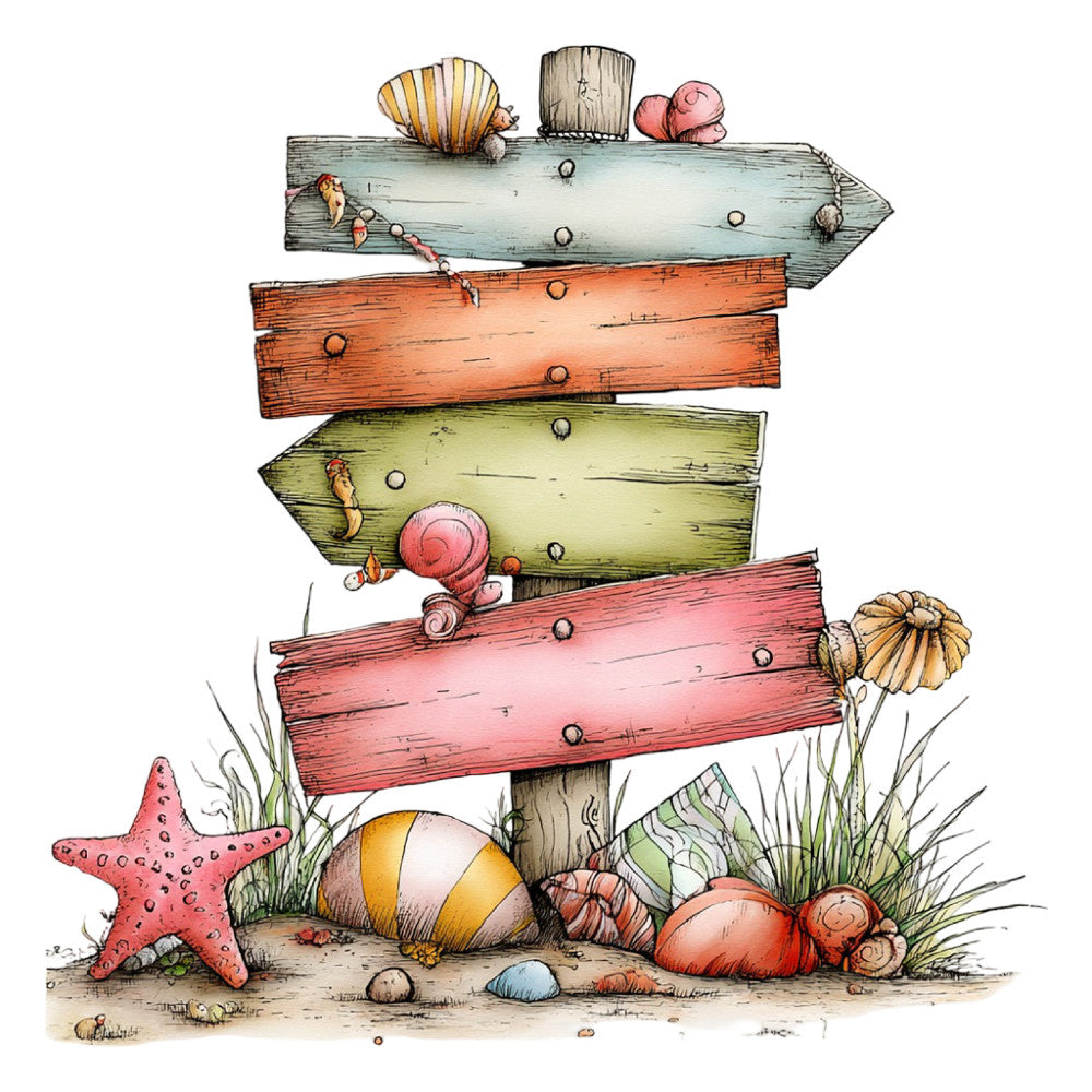 Whimsical Summer Beach Fabric Panel 35