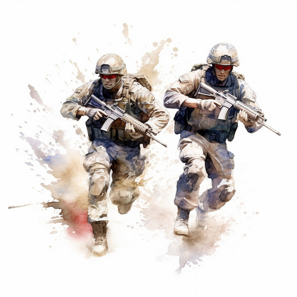Watercolor Military Fabric Panel 8