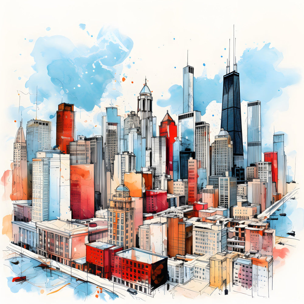 Pen and Ink Chicago Fabric Panel 7