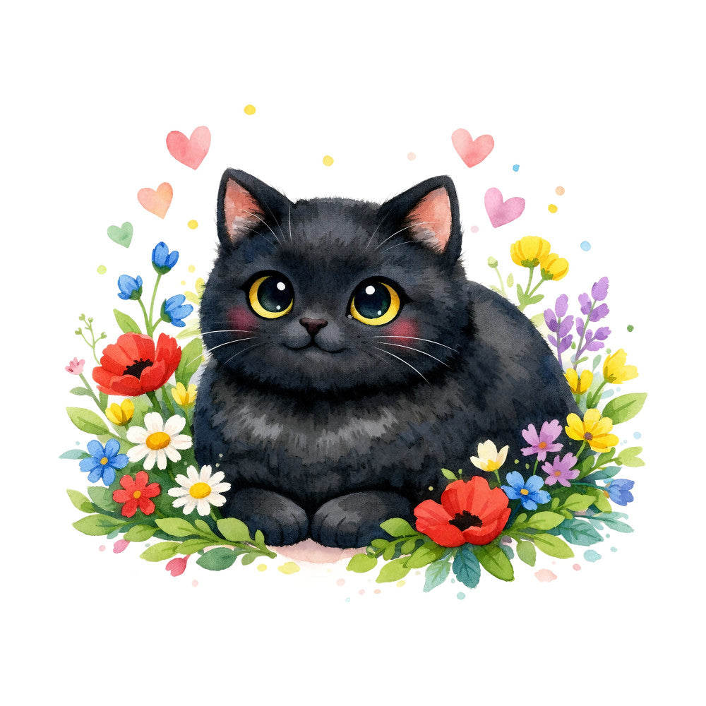 Black Spring Kitten Fabric Panel 9