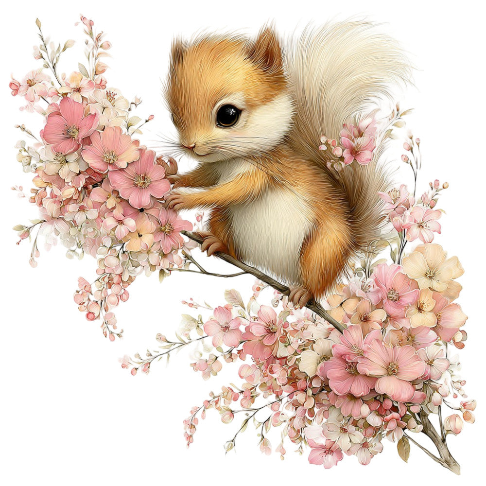 Whimsical Summer Squirrel Fabric Panel 2