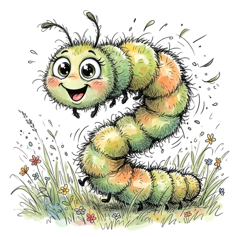 Summer Whimsical Caterpillar Fabric Panel 3
