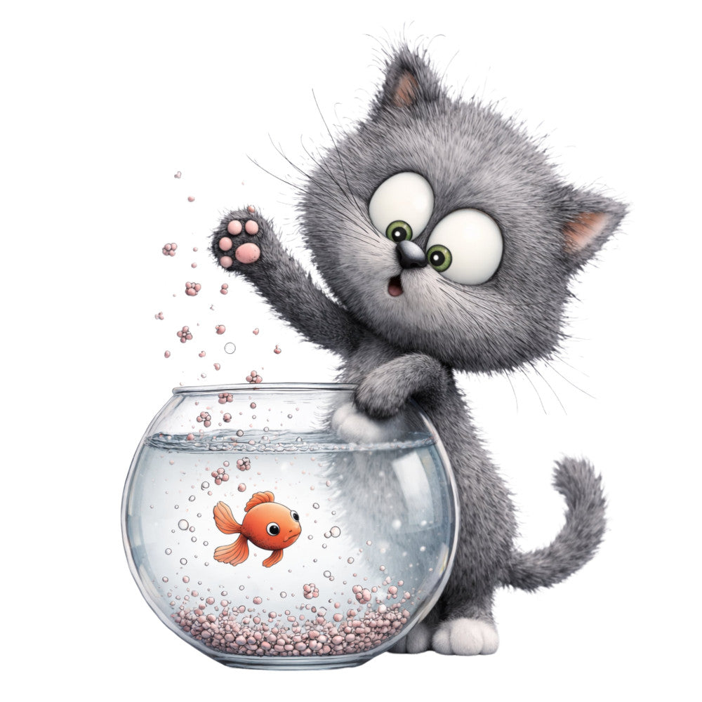 Cute Gray Cat Fabric Panel 12