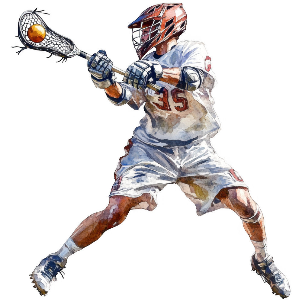 Watercolor Lacrosse Fabric Panel 6
