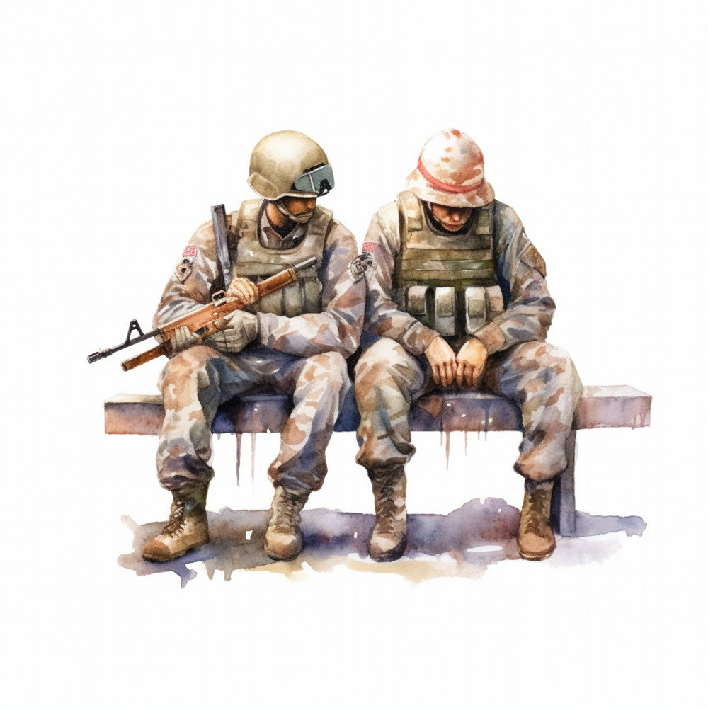Watercolor Military Fabric Panel 6