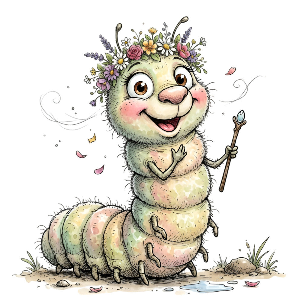 Summer Whimsical Caterpillar Fabric Panel 19