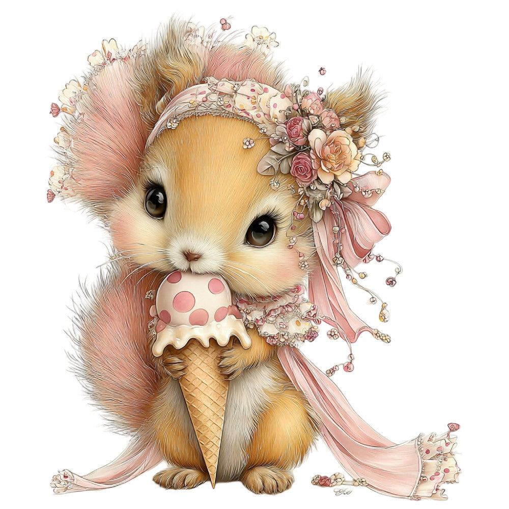 Whimsical Summer Squirrel Fabric Panel 44