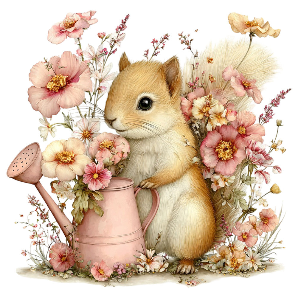 Whimsical Summer Squirrel Fabric Panel 5
