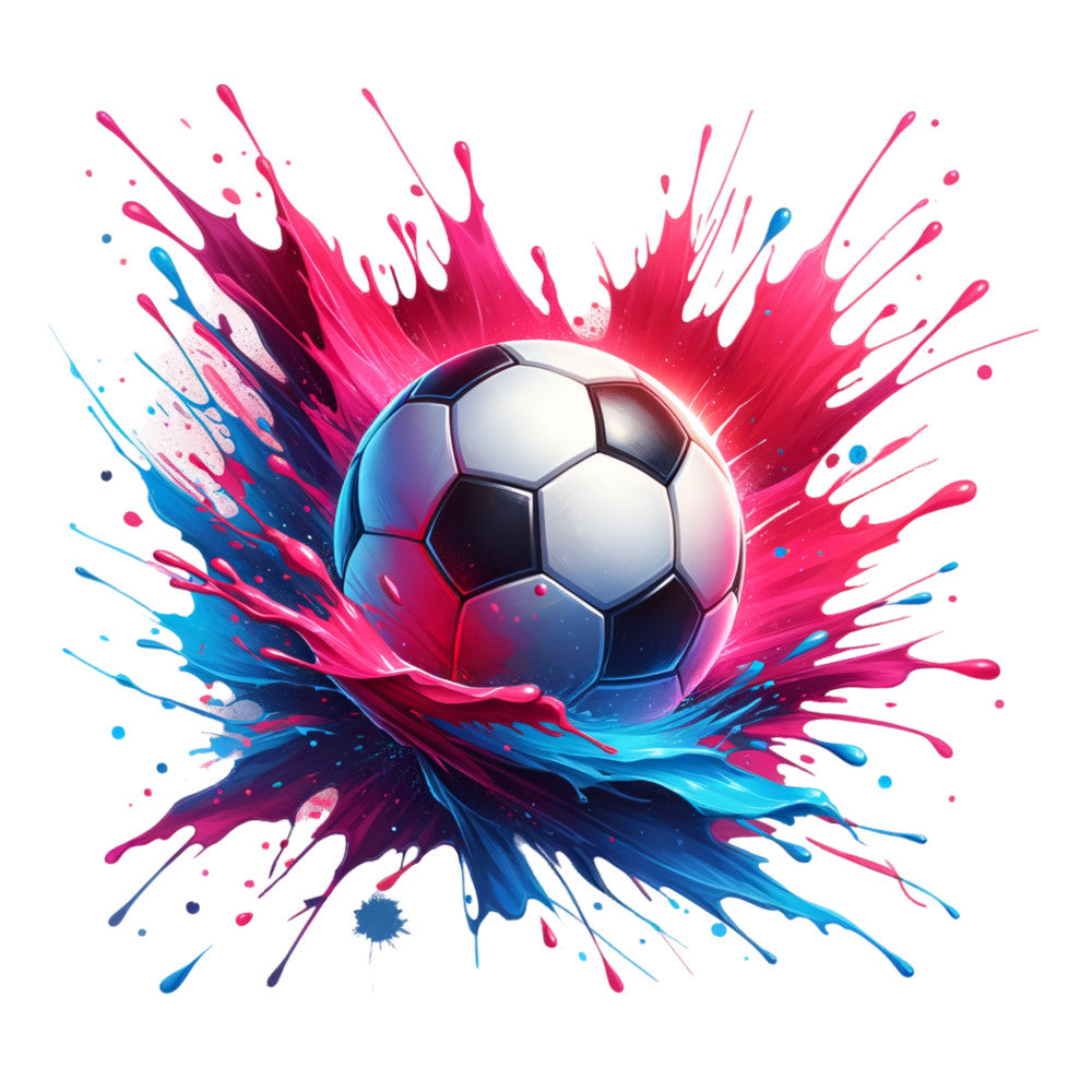 Watercolor Soccer Ball and Splash Fabric Panel 7
