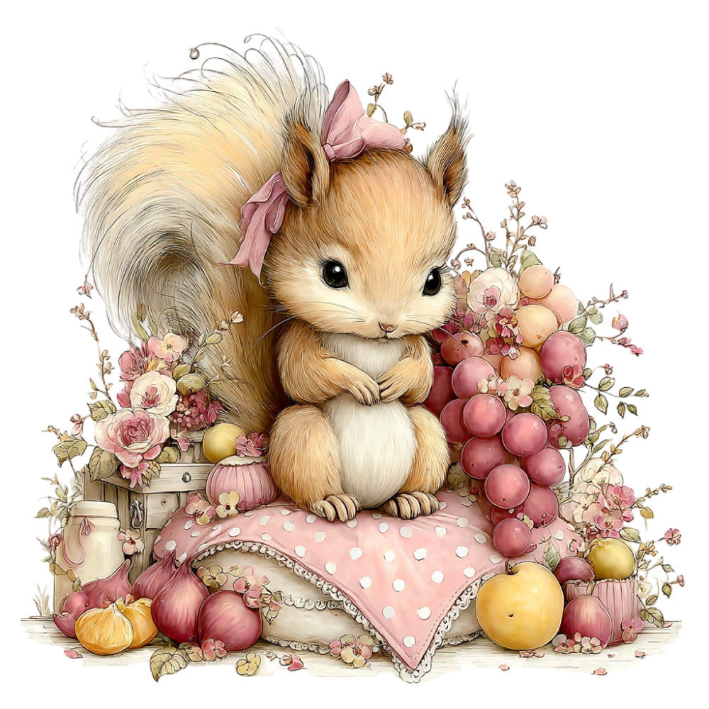 Whimsical Summer Squirrel Fabric Panel 7