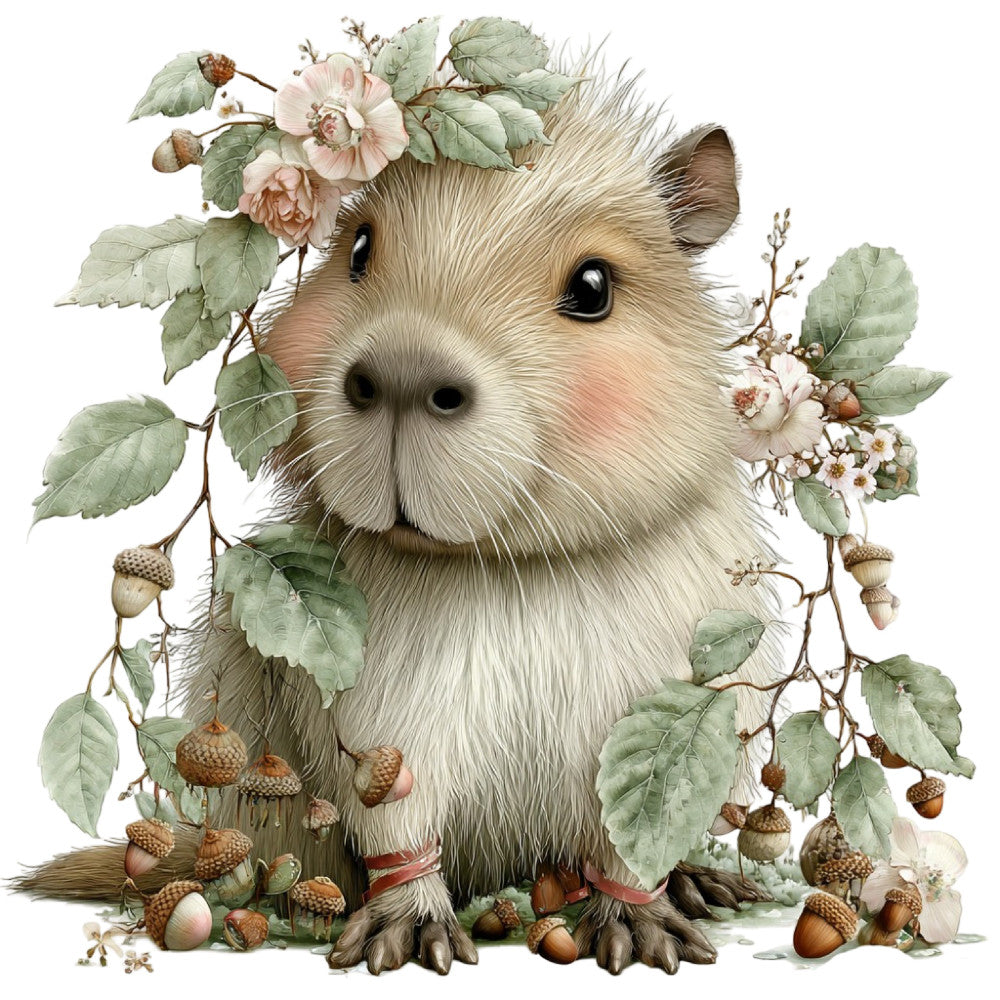 Whimsical Fall Autumn Capybara Fabric Panel 6