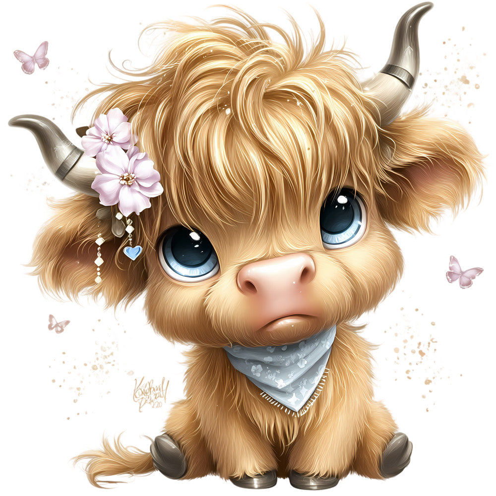 Adorable Highland Cows Fabric Panel 29