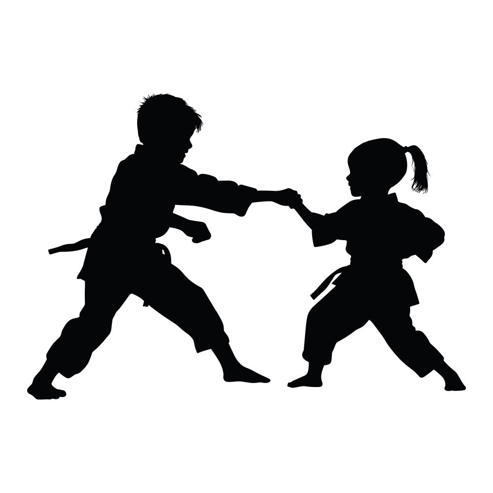 Karate Silhouette Fabric Panel 3