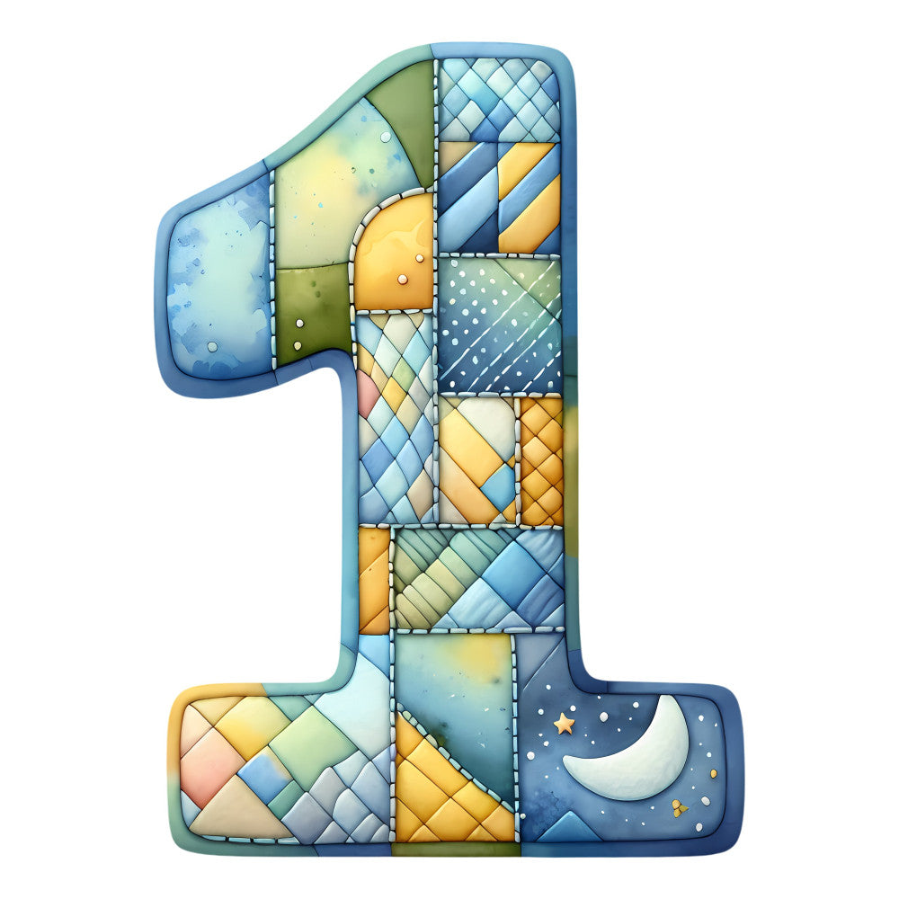Blue Patchwork Alphabet Fabric Panel 43