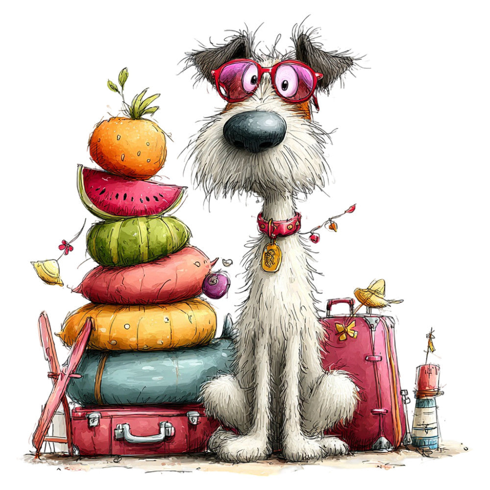 Whimsical Summer Dogs Fabric Panel 14