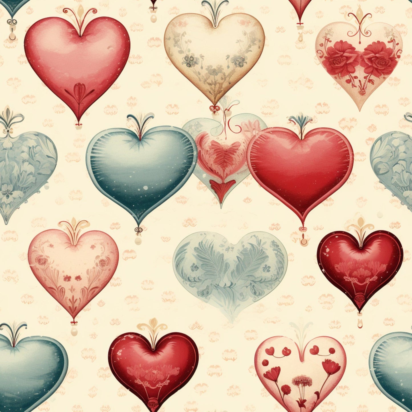 Daily Deal: Vintage Valentines Day Pattern 1 Quilting Cotton Fabric - 45" x 1 Yard"