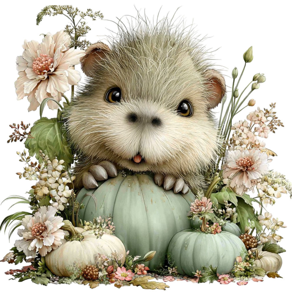 Whimsical Fall Autumn Capybara Fabric Panel 9