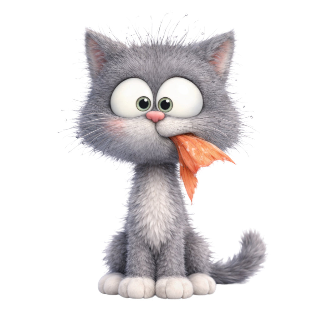 Cute Gray Cat Fabric Panel 13