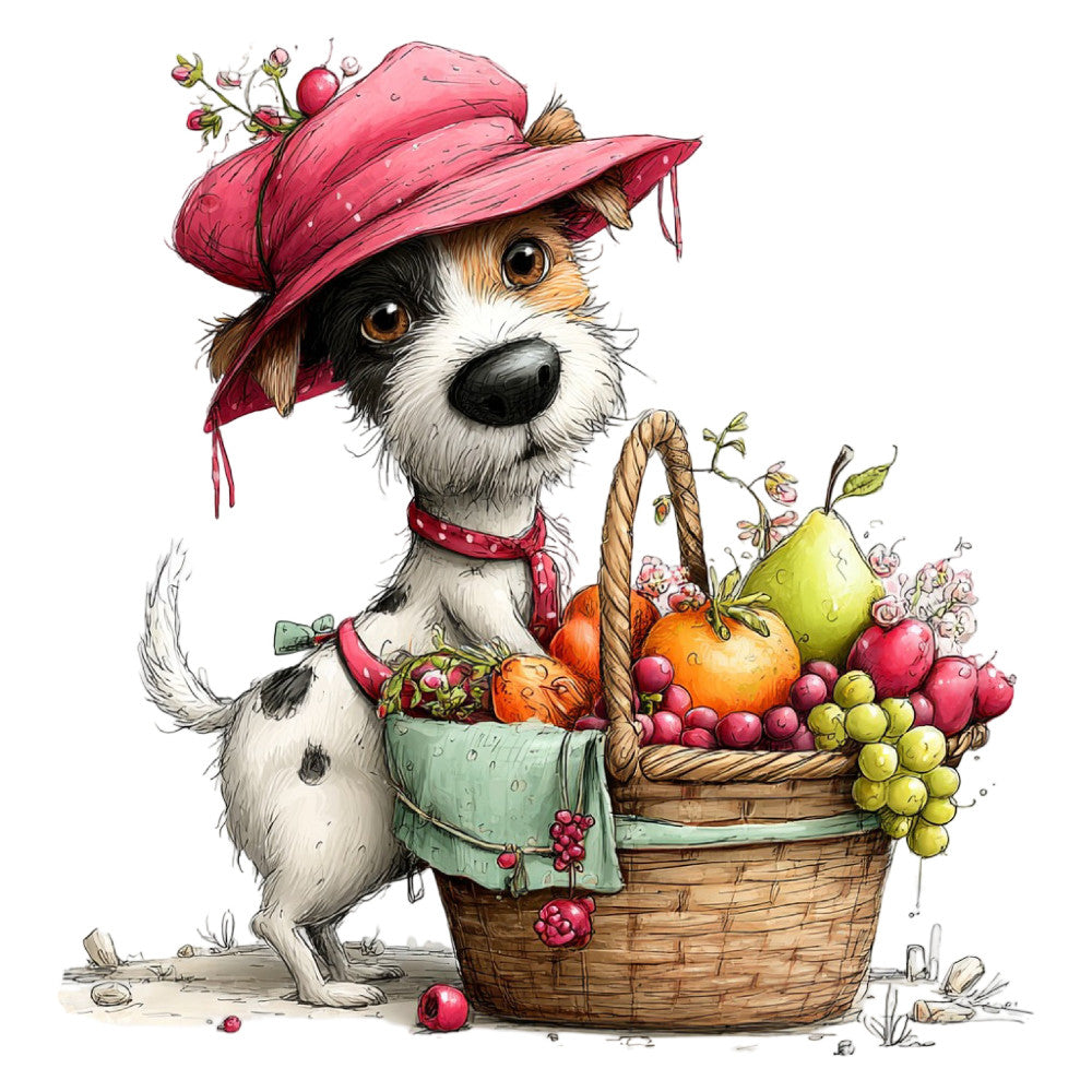 Whimsical Summer Dogs Fabric Panel 17
