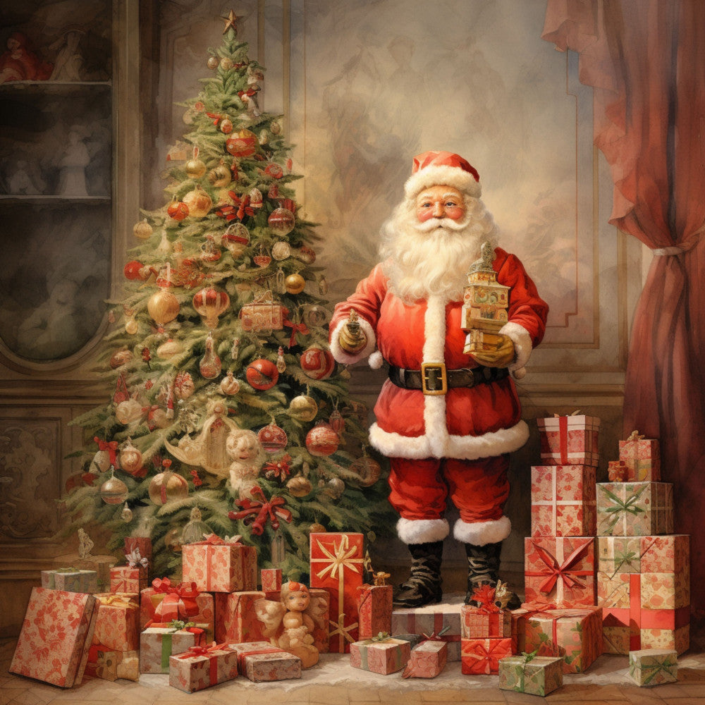 Santa Claus Christmas Scene Fabric Panel 5