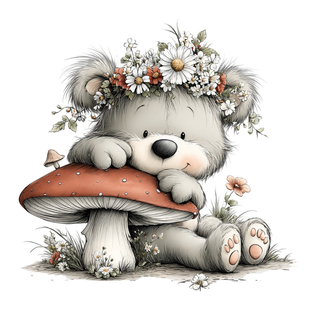 Whimsical Summer Teddy Bear Fabric Panel 6