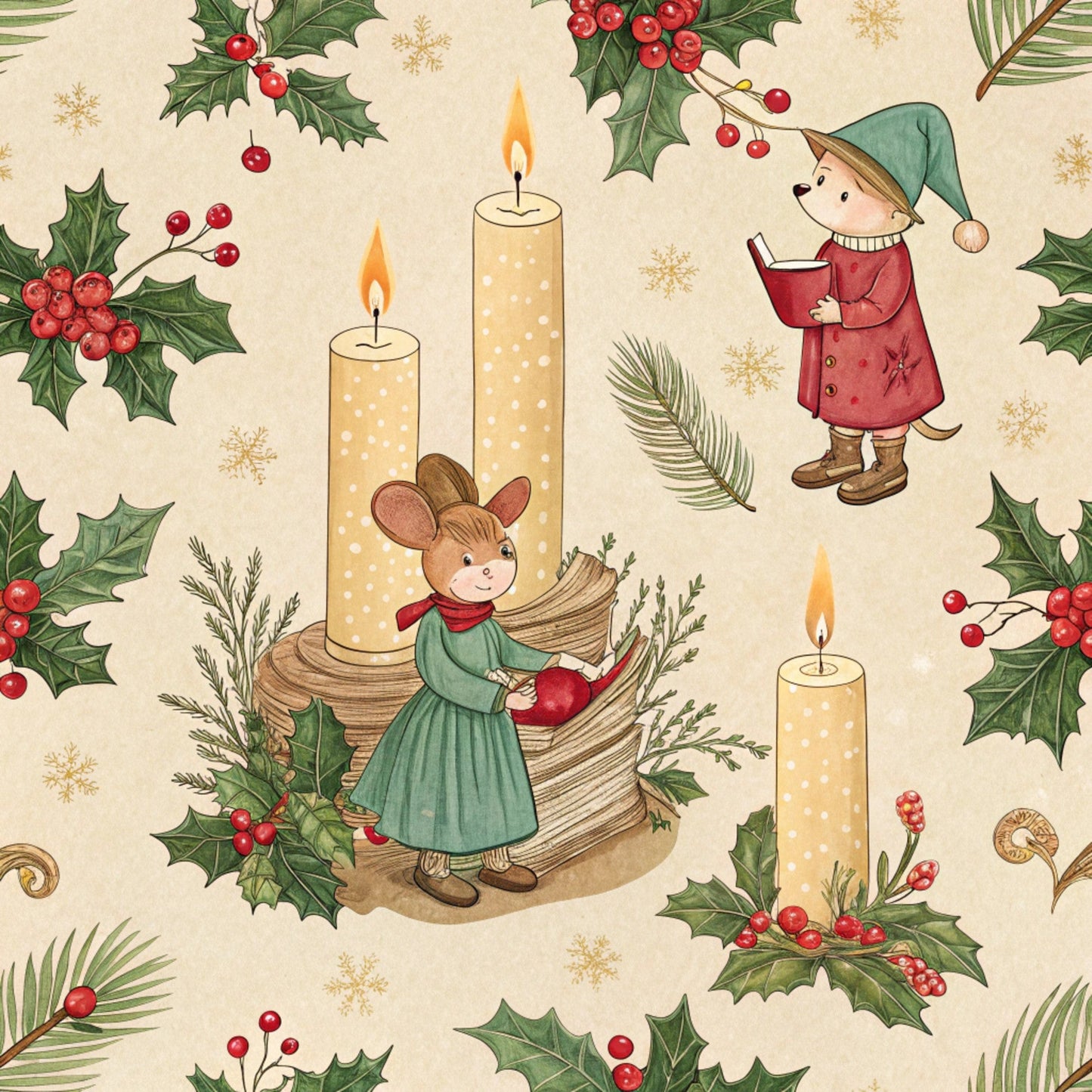 Daily Deal: Christmas in Wonderland Pattern 43 Quilting Cotton Fabric - 45" x 1 Yard"