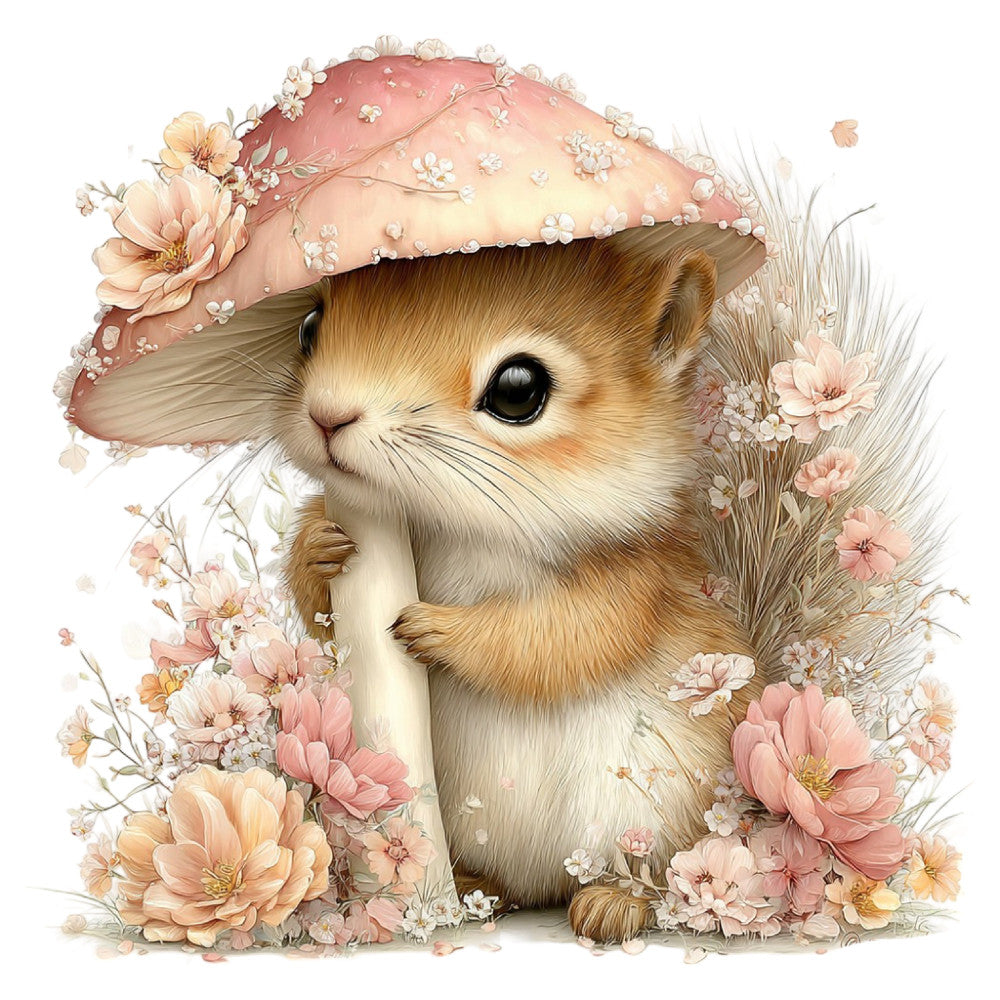 Whimsical Summer Squirrel Fabric Panel 36