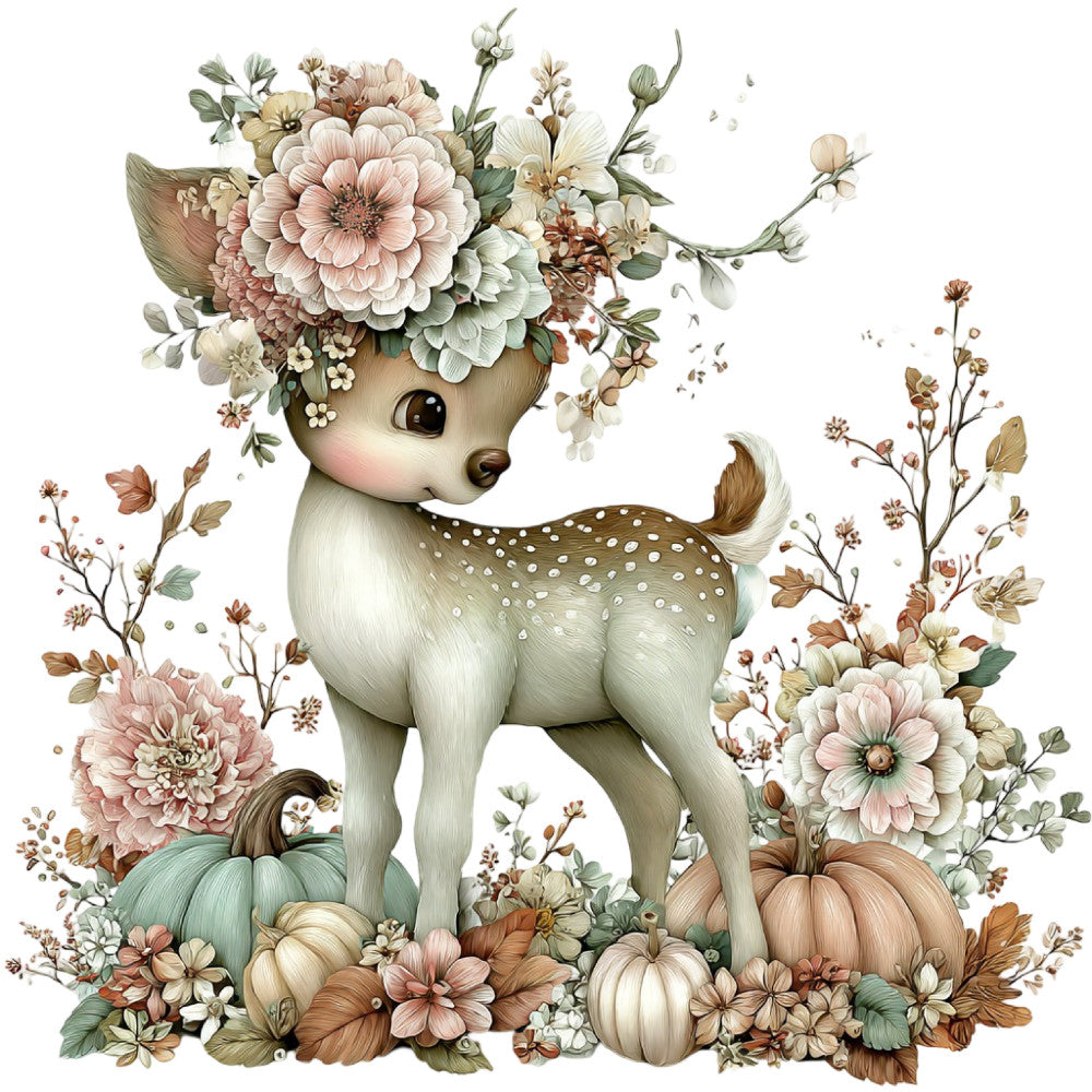 Whimsical Fall Autumn Reindeer Fabric Panel 7