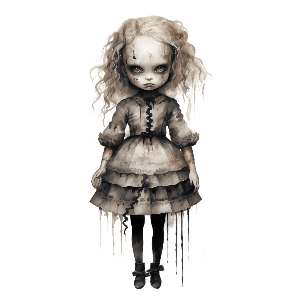 Creepy Horror Evil Dolls Fabric Panel 17
