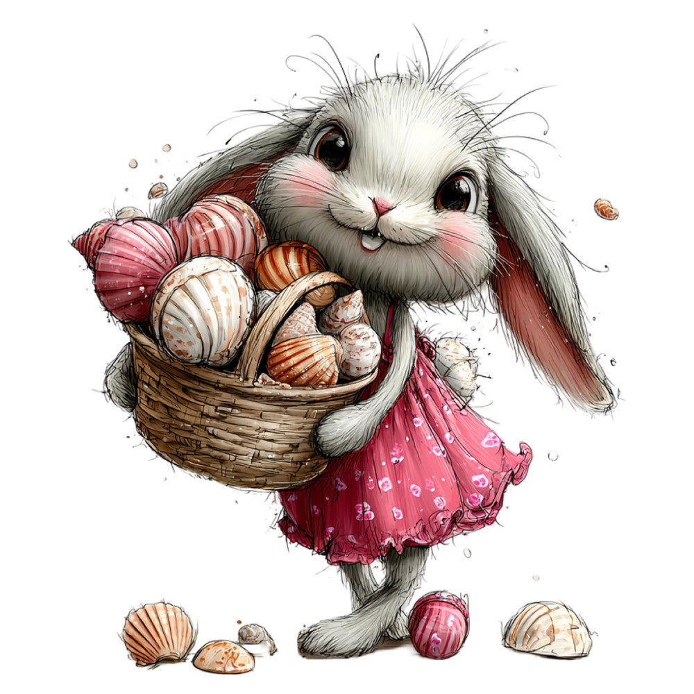 Whimsical Summer Bunny Fabric Panel 13