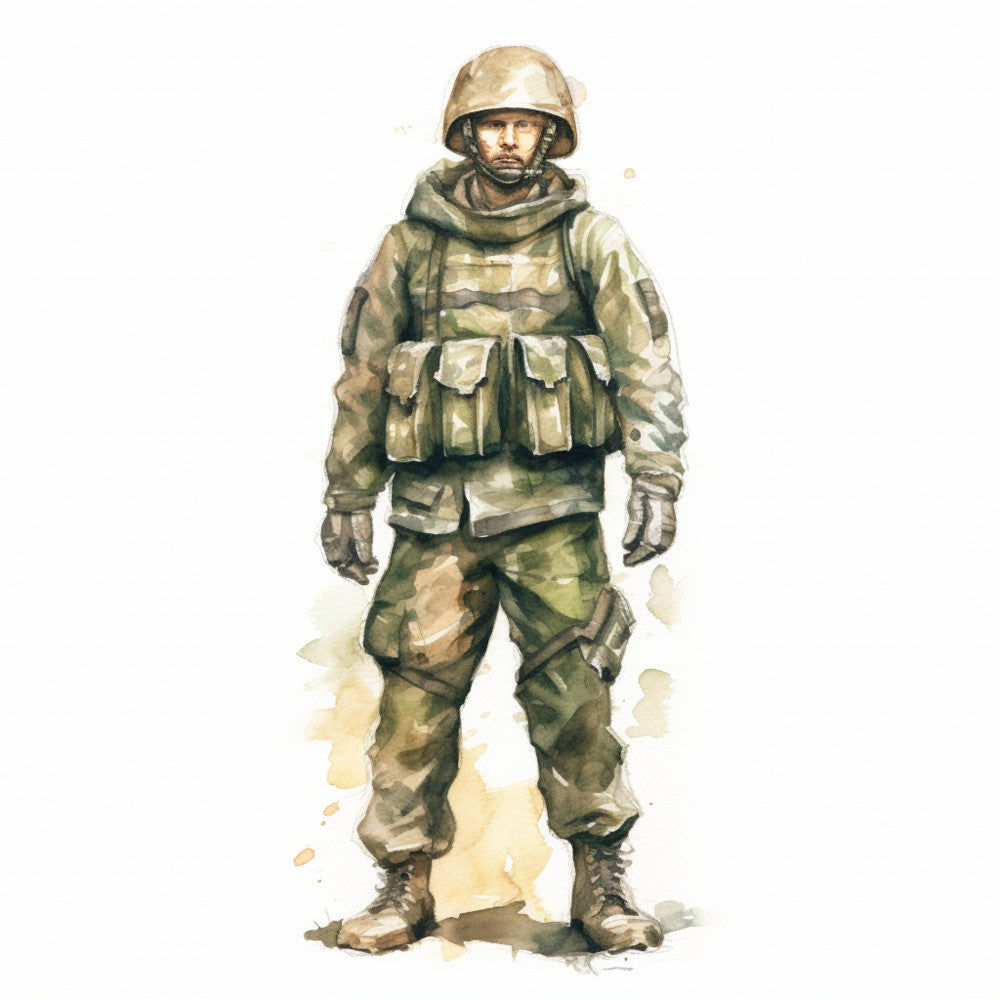 Watercolor Military Fabric Panel 29