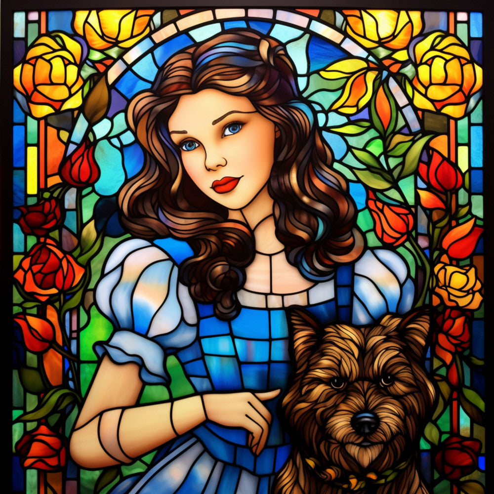 Stained Glass Wizard of OZ Fabric Panel 13