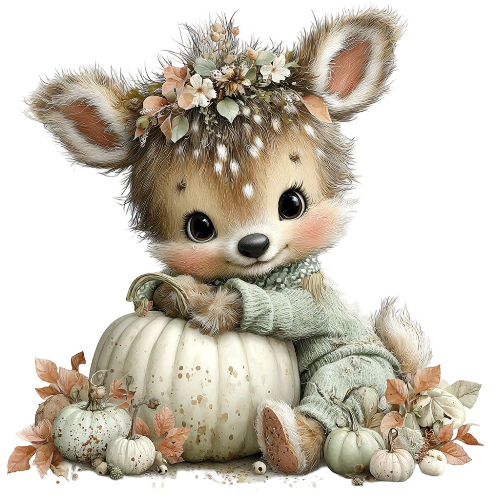 Whimsical Fall Autumn Reindeer Fabric Panel 11