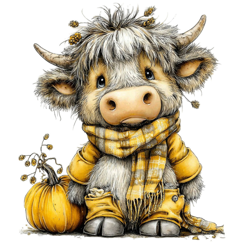 Yellow Highland Cow Fabric Panel 20
