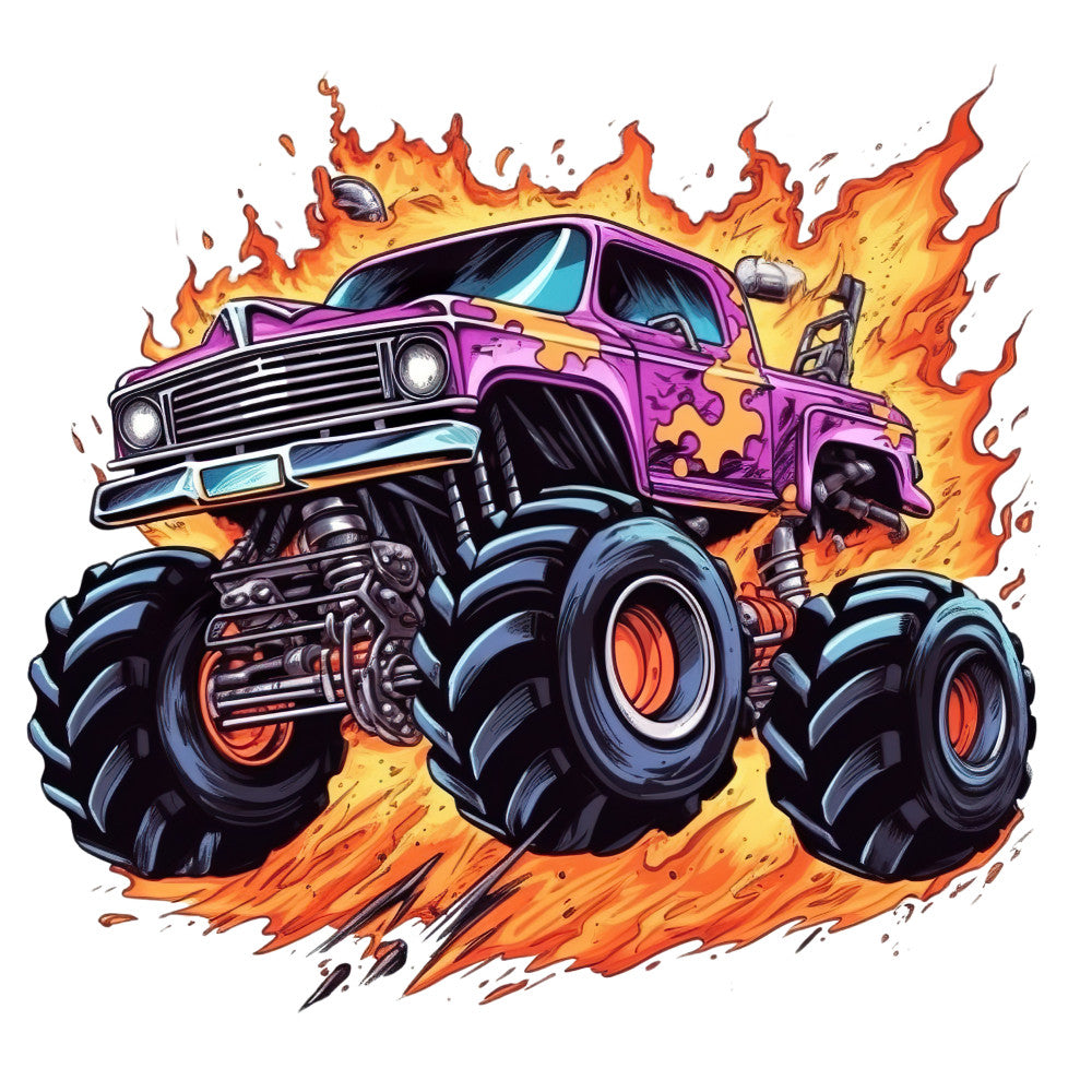 Monster Truck Crushes Fabric Panel 14