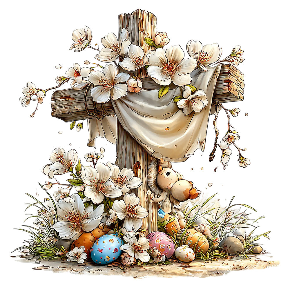 Old Rugged Floral Cross Fabric Panel 2