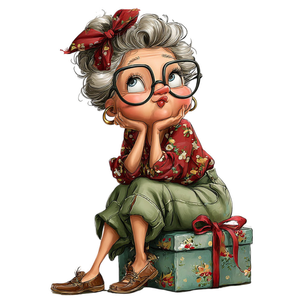 Whimsical Old Lady Birthday Fabric Panel 37