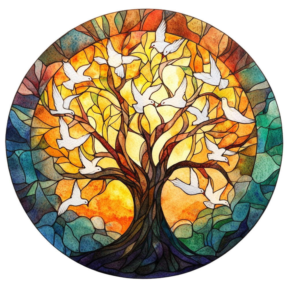 Tree of Life Stained Glass Fabric Panel 16