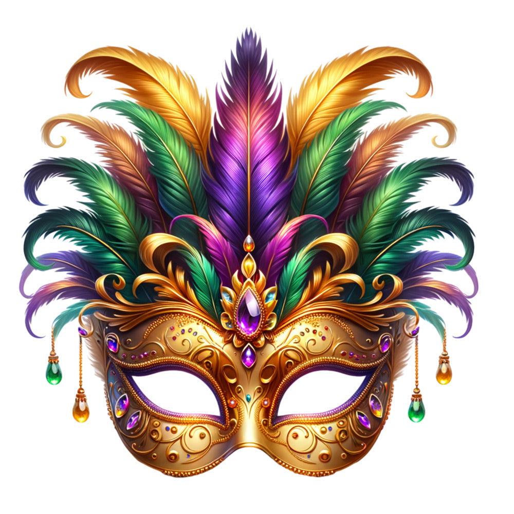 Watercolor Mardi Gras Fabric Panel 9