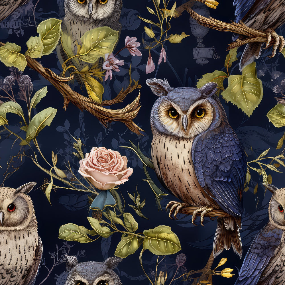 Daily Deal: Owl Ephemera Pattern 8 Quilting Cotton Fabric - 118" x 1 Yard"